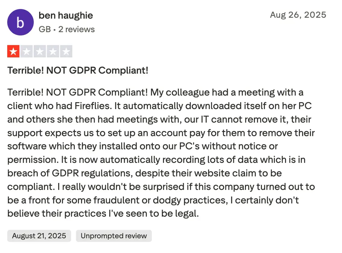 Fireflies installs itself without permission